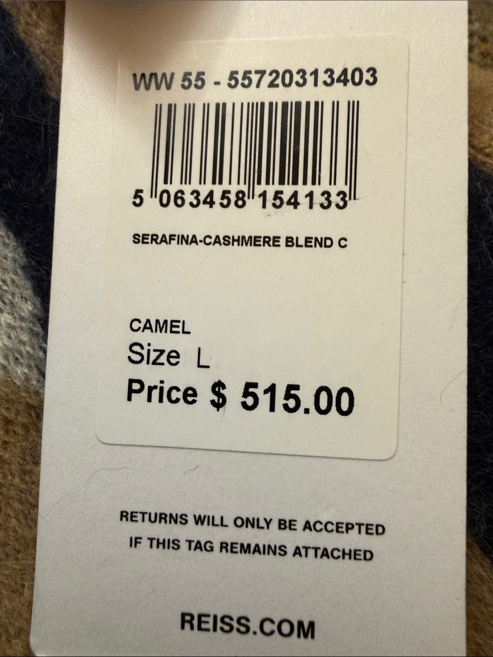 REISS
Serafina Wool Cashmere Intarsia Stripe Cardigan in Camel - Picture 14 of 14
